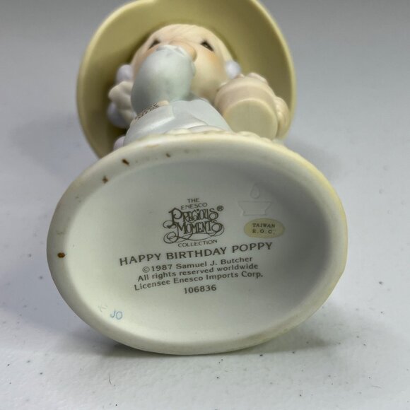 Precious Moments Happy Birthday Poppy 1987 Collectible Figurine By Enesco - Picture 4 of 10